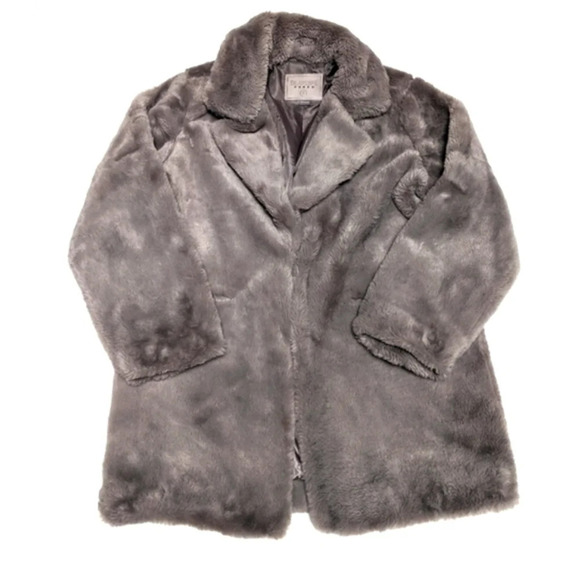 BlankNYC Faux Fur Notched Lapel Oversized Teddy Jacket Cozy Coat Gray  Small S - Picture 4 of 9